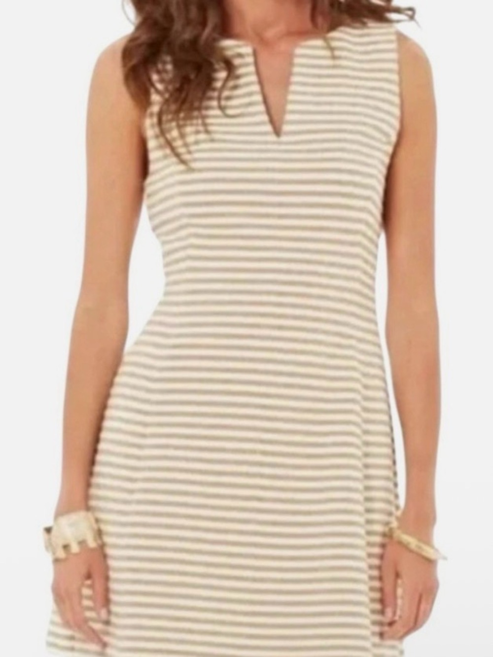 Lilly Pulitzer Dress size M Brielle metallic gold & white